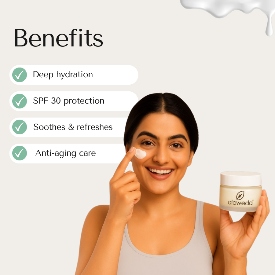 THE DAY CREAM 50 Gram: Aloweda Day Cream SPF 30 + Hyaluronic Acid + Vitamin E