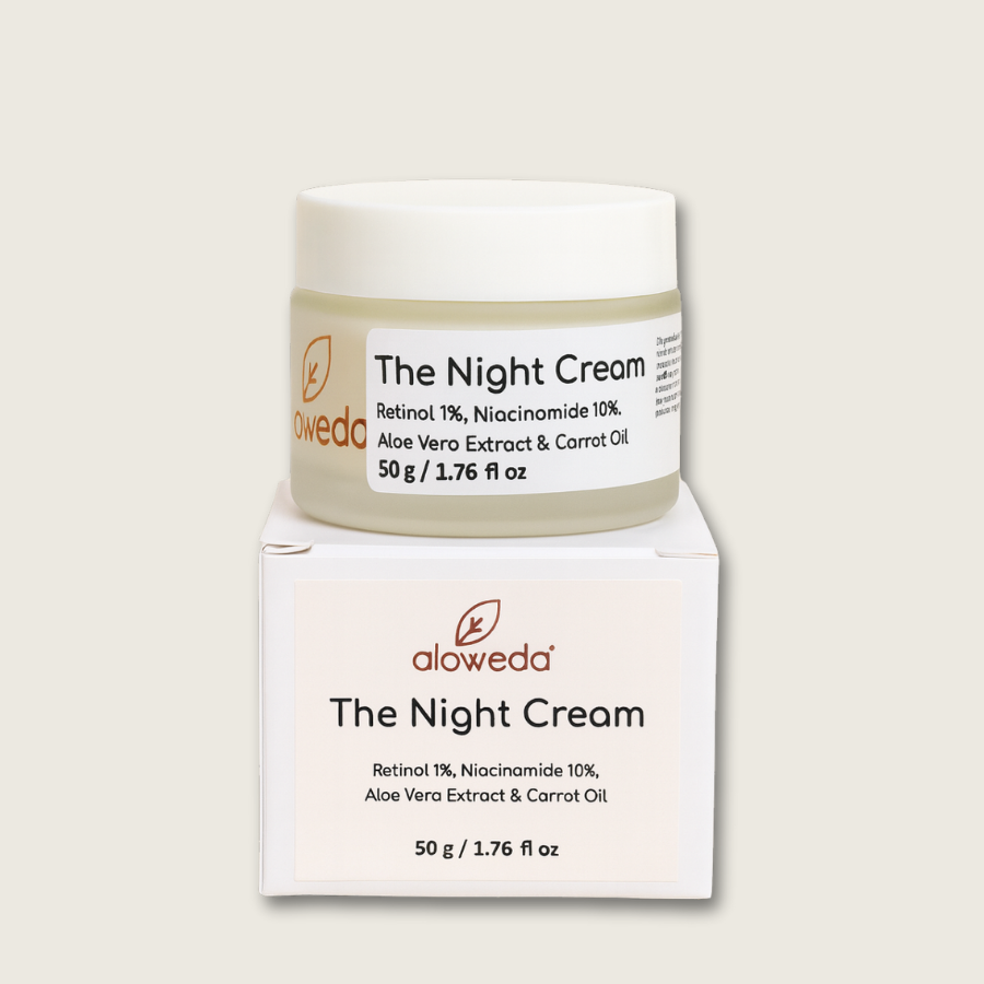 THE NIGHT CREAM 50 Grams : Aloweda Night Cream | Vitamin C, Niacinamide, Kojic Acid, Natural Oils & Butters
