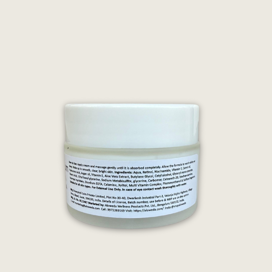 THE NIGHT CREAM 50 Grams : Aloweda Night Cream | Vitamin C, Niacinamide, Kojic Acid, Natural Oils & Butters