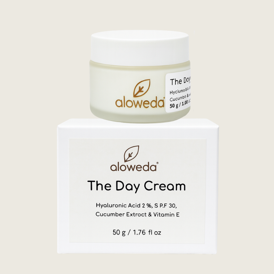 The Day Cream 50 Gram: Aloweda Day Cream SPF 30 + Hyaluronic Acid + Vitamin E