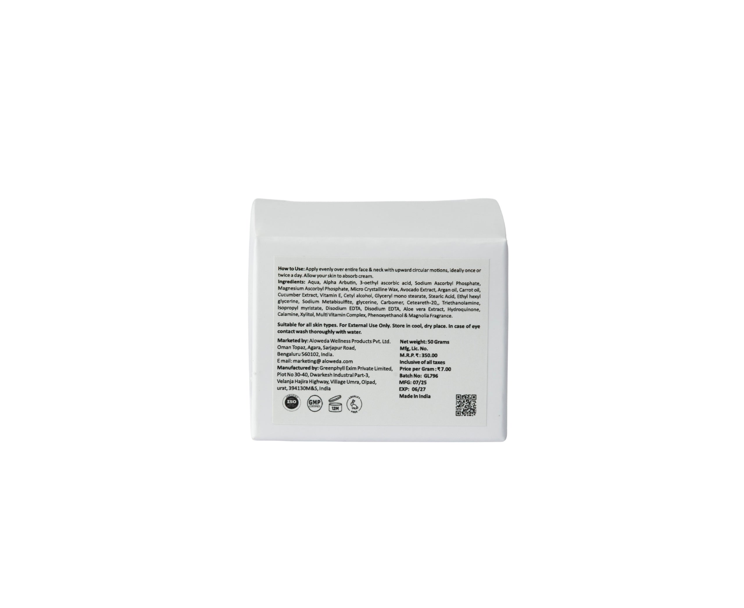 Complexion Cream 50 Grams with Alpha Arbutin 2%, Vitamin C 15 % & Micro Crystalline Wax