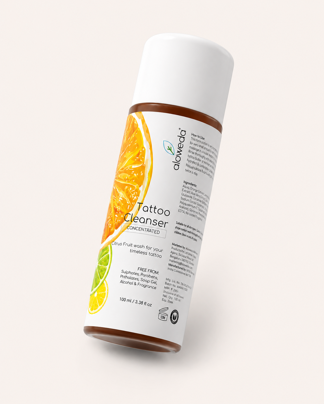 Tattoo Cleanser 100 ml Concentrate: Gentle Citrus Fruit wash for your Timeless Tattoo