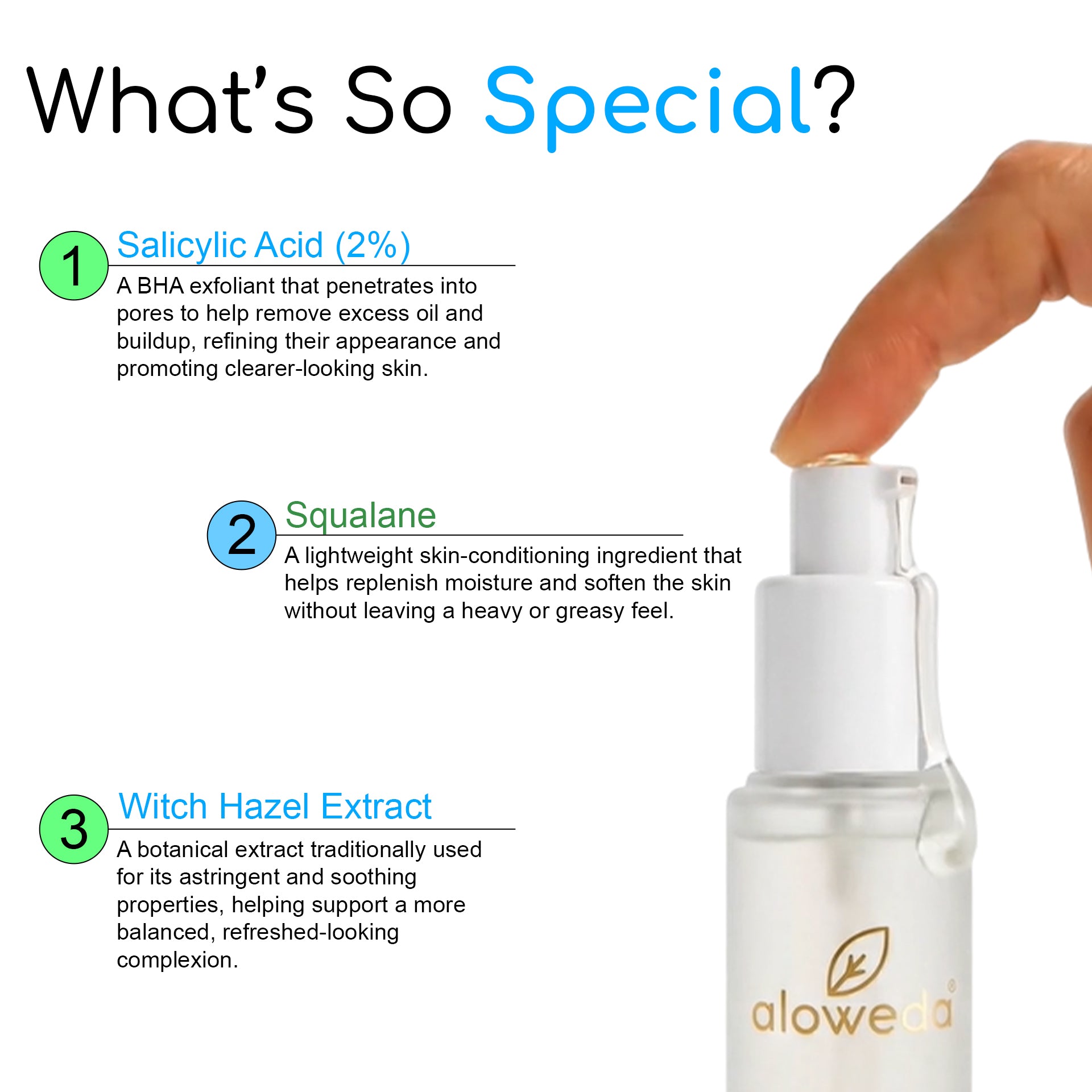 Salicylic Acid 2%, Witch Hazel Extract & Squalene Serum 30 ml for Active Acne & Smooth Perfection