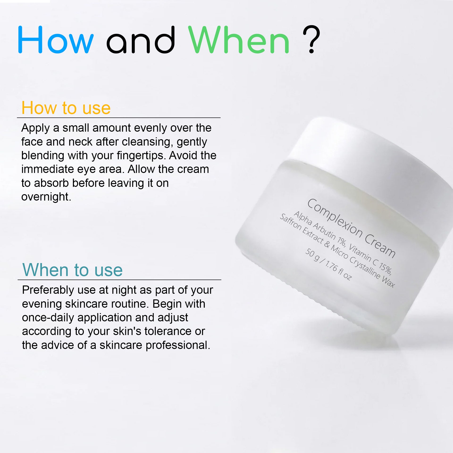 Alpha Arbutin 2%, Vitamin C 15 % & Micro Crystalline Wax: Complexion Cream  50 G