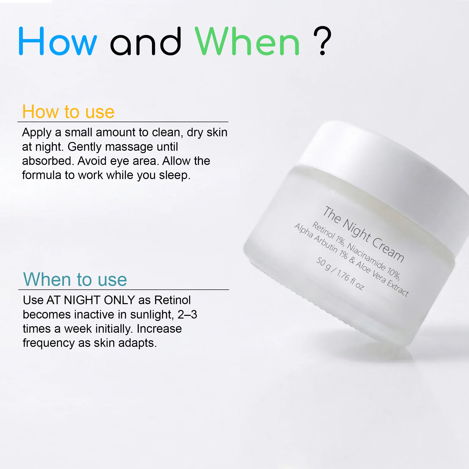 Retinol 1%, Niacinamide 10 %, Aloe Vera Extract & Carrot oil: The Night Cream 50 G