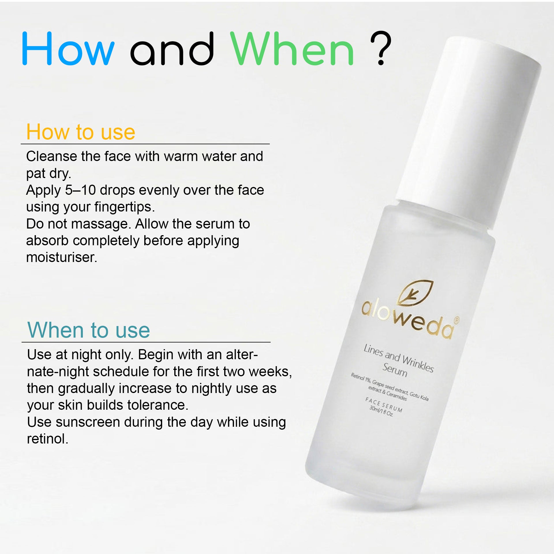 Encapsulated Retinol 1 %, Grape Seed Extract, & Ceramides : Lines & Wrinkles  Serum 30 ml