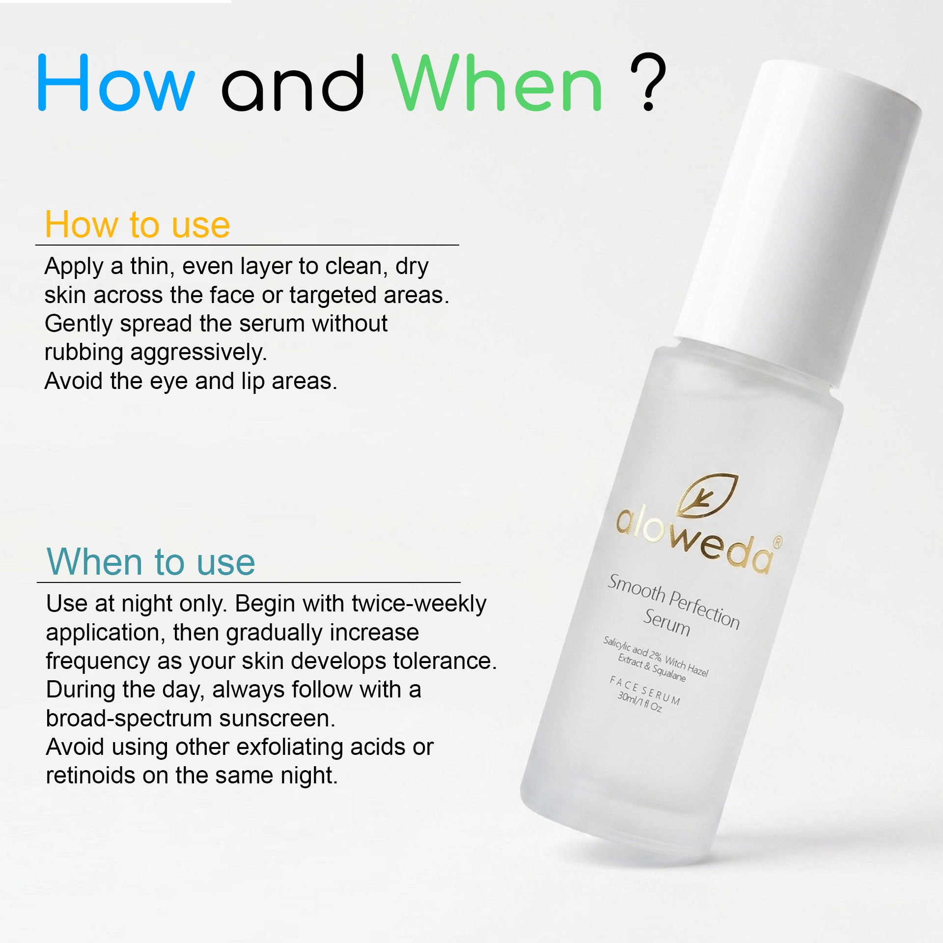 Salicylic Acid 2%, Witch Hazel Extract & Squalene Serum 30 ml for Active Acne & Smooth Perfection