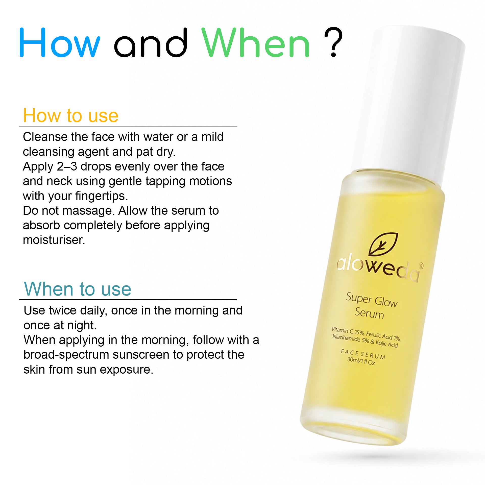 Vitamin C 15%, Niacinamide 5%, Hyaluronic Acid & Ferulic Acid 1% Serum 30 ml for Super Glow