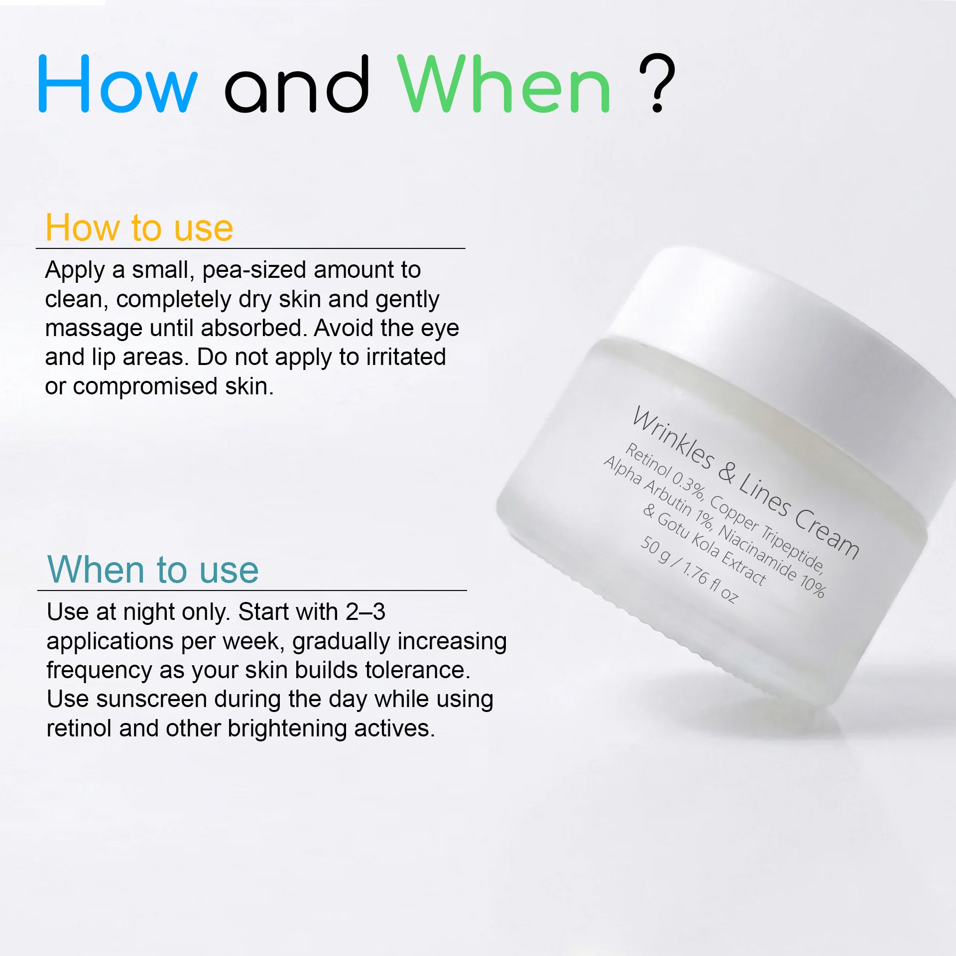 Retinol 0.3%, Copper Tripeptide, Alpha Arbutin & Niacinamide:  Wrinkles & Lines Cream 50 G